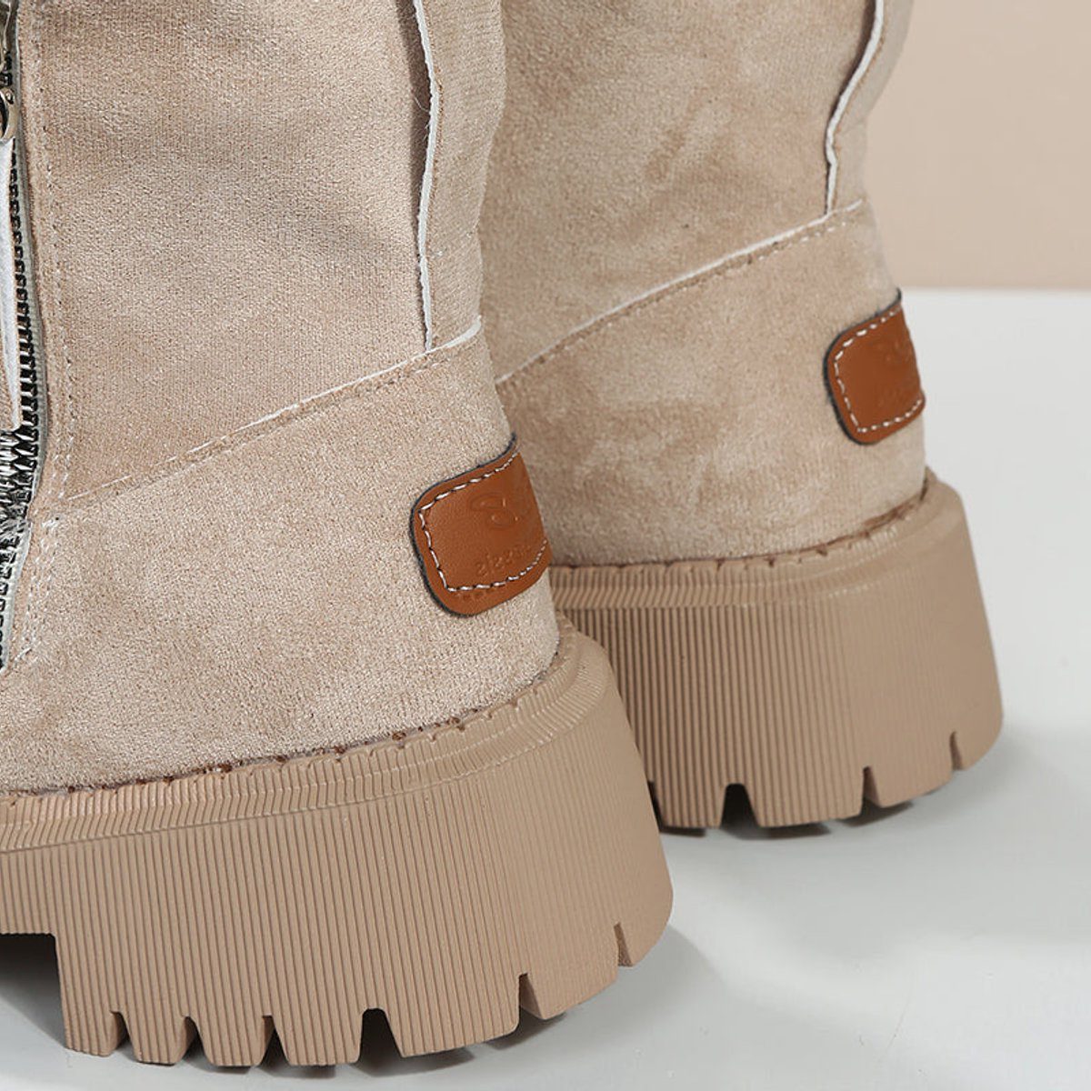 Women's Suede Slip-On Ankle Boots with Fleece Lining