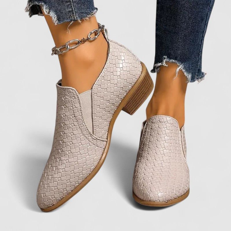 Women's Crocodile-Embossed Block Heel Loafers