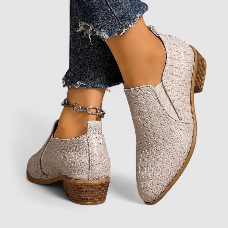 Women's Crocodile-Embossed Block Heel Loafers