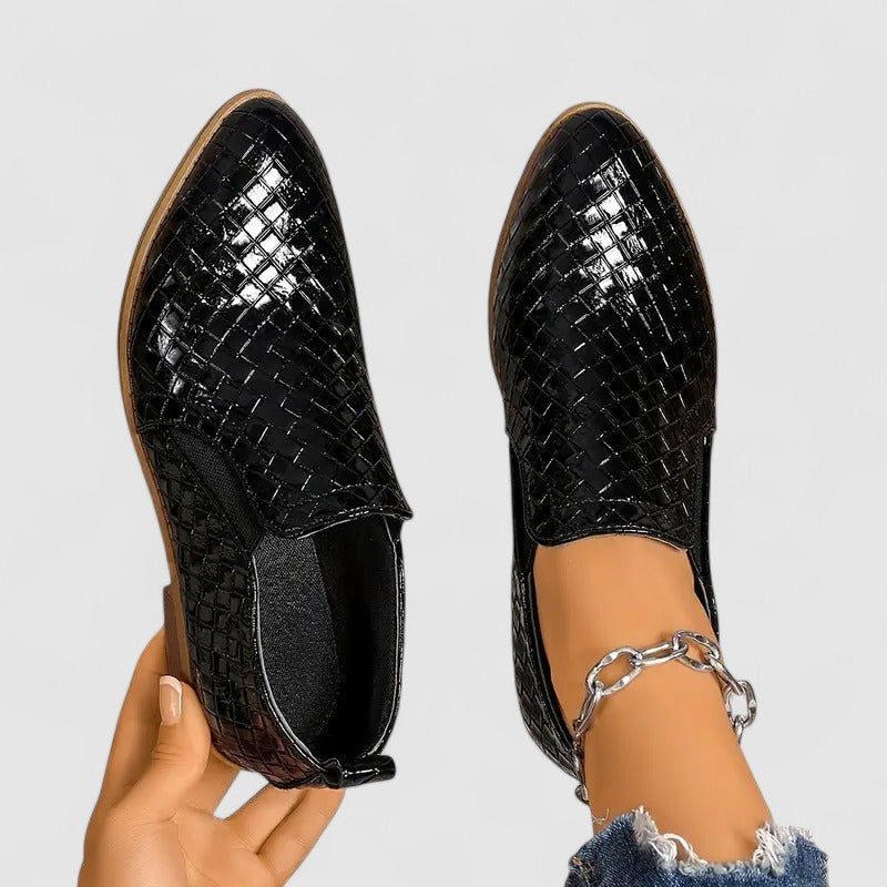Women's Crocodile-Embossed Block Heel Loafers