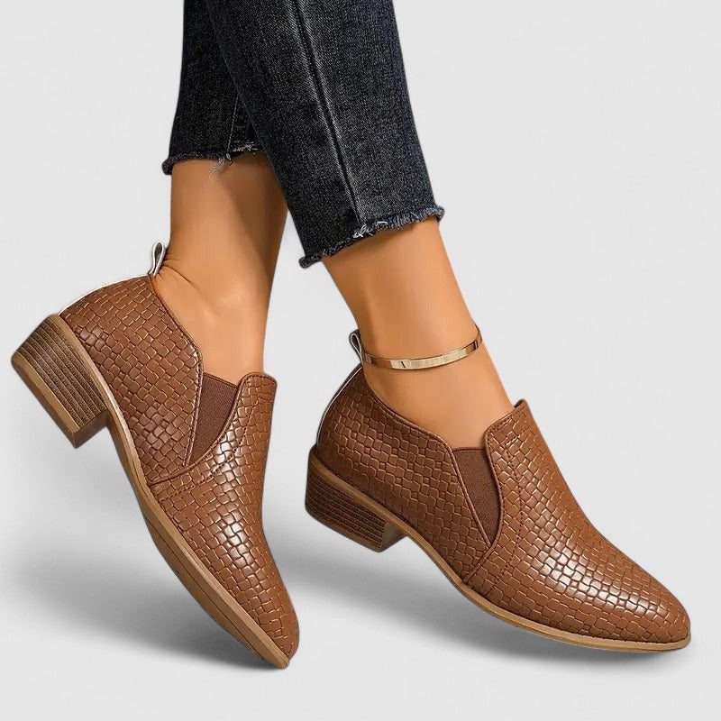 Women's Crocodile-Embossed Block Heel Loafers