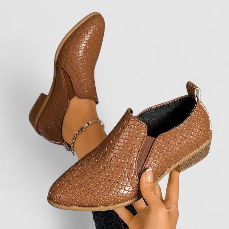 Women's Crocodile-Embossed Block Heel Loafers