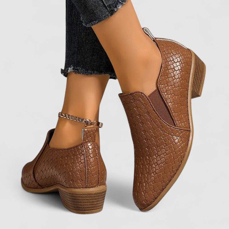 Women's Crocodile-Embossed Block Heel Loafers