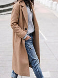 Women’s Oversized Lapel Button-Up Coat - Khaki