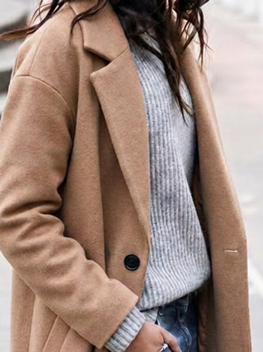 Women’s Oversized Lapel Button-Up Coat