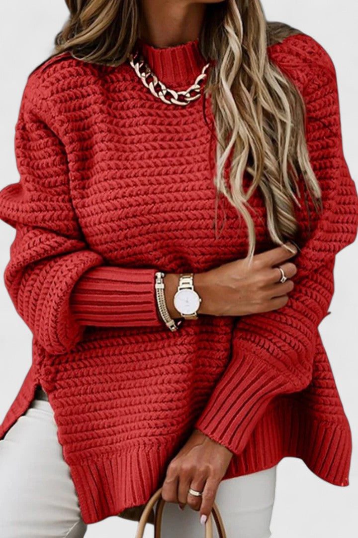 Women's Ribbed Knit Sweater Set - Red