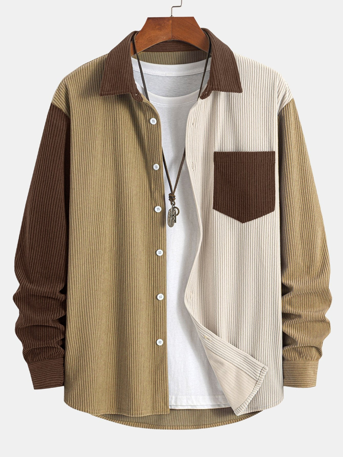 Men's Corduroy Shirt and Straight-Leg Trousers Set