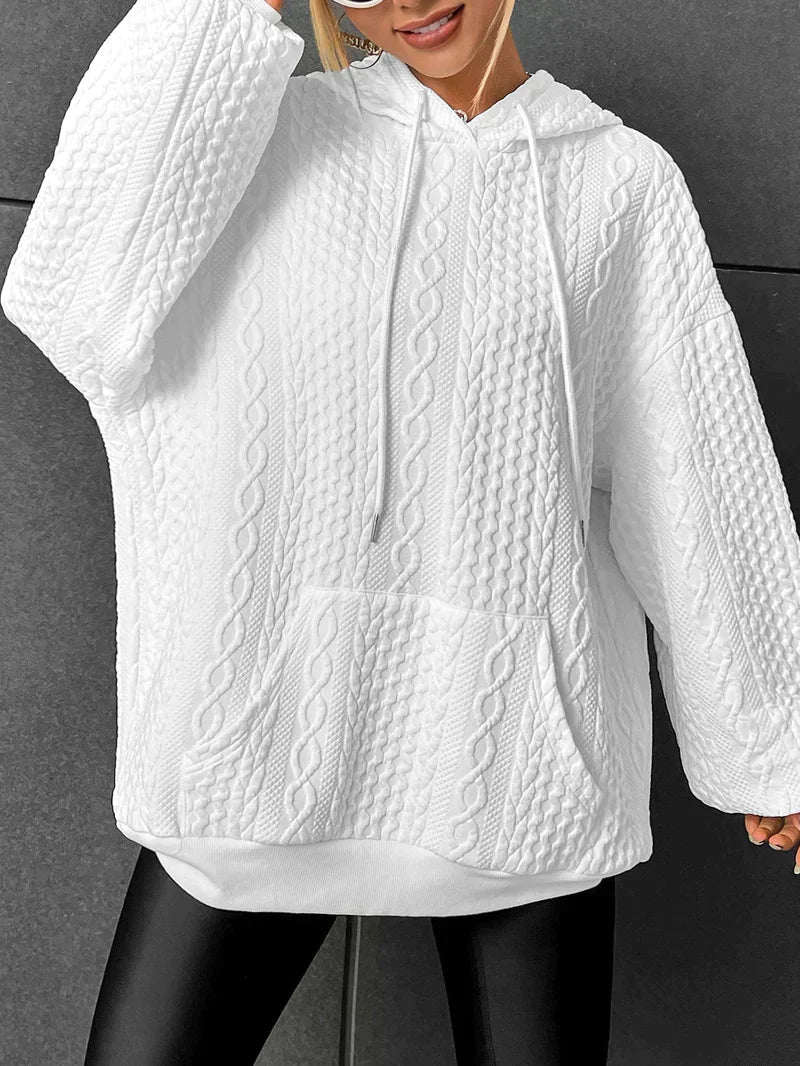 Women's Oversized Drawstring Hoodie with Front Pocket