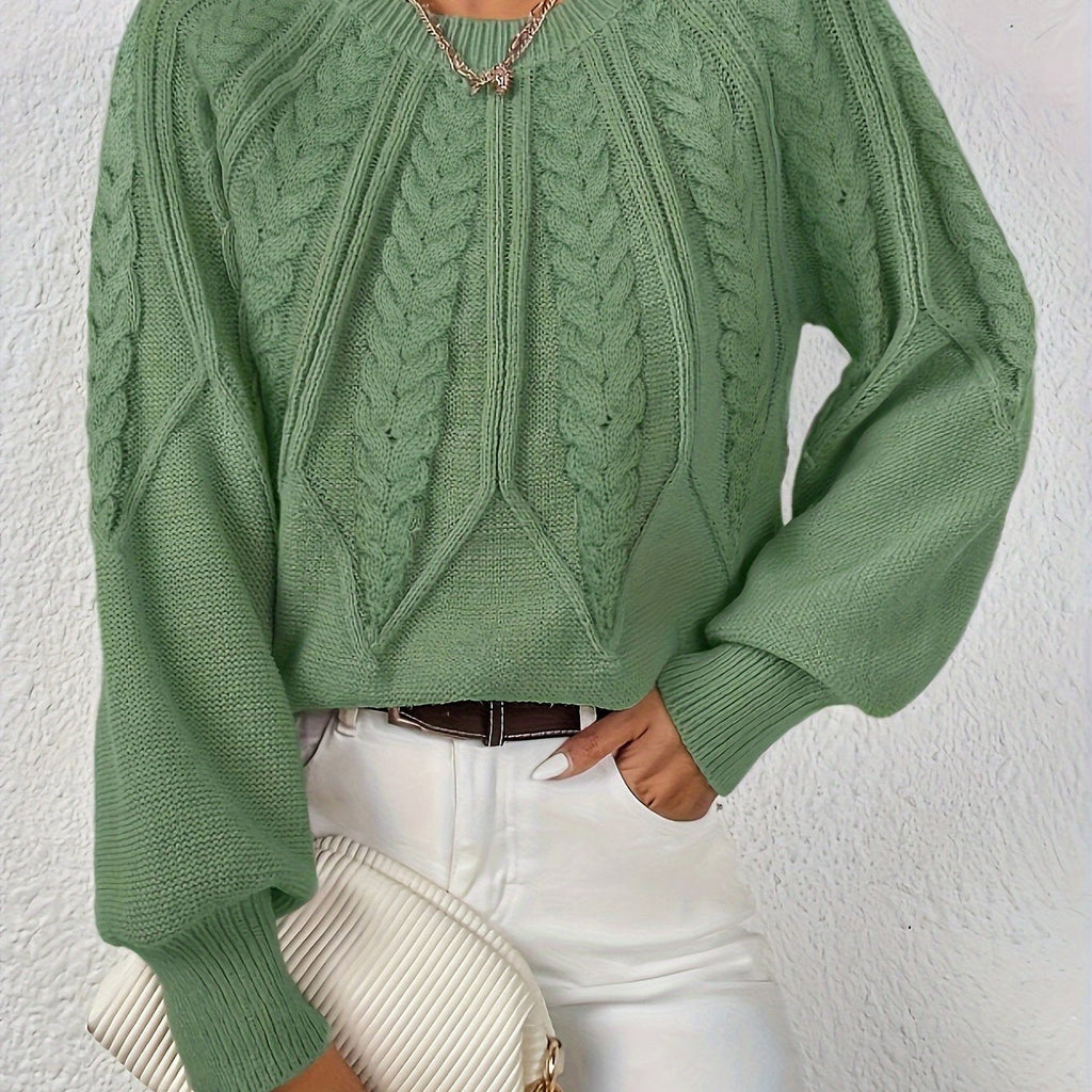 Women's Cable-Knit Lantern Sleeve Sweater