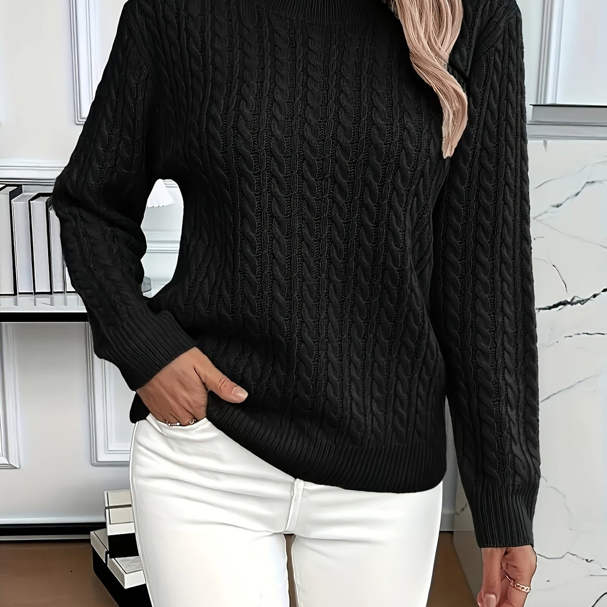 Women's Cable-Knit Relaxed Fit Sweater