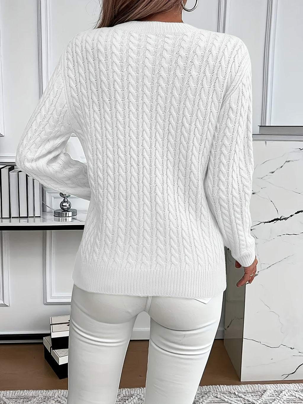 Women's Cable-Knit Relaxed Fit Sweater