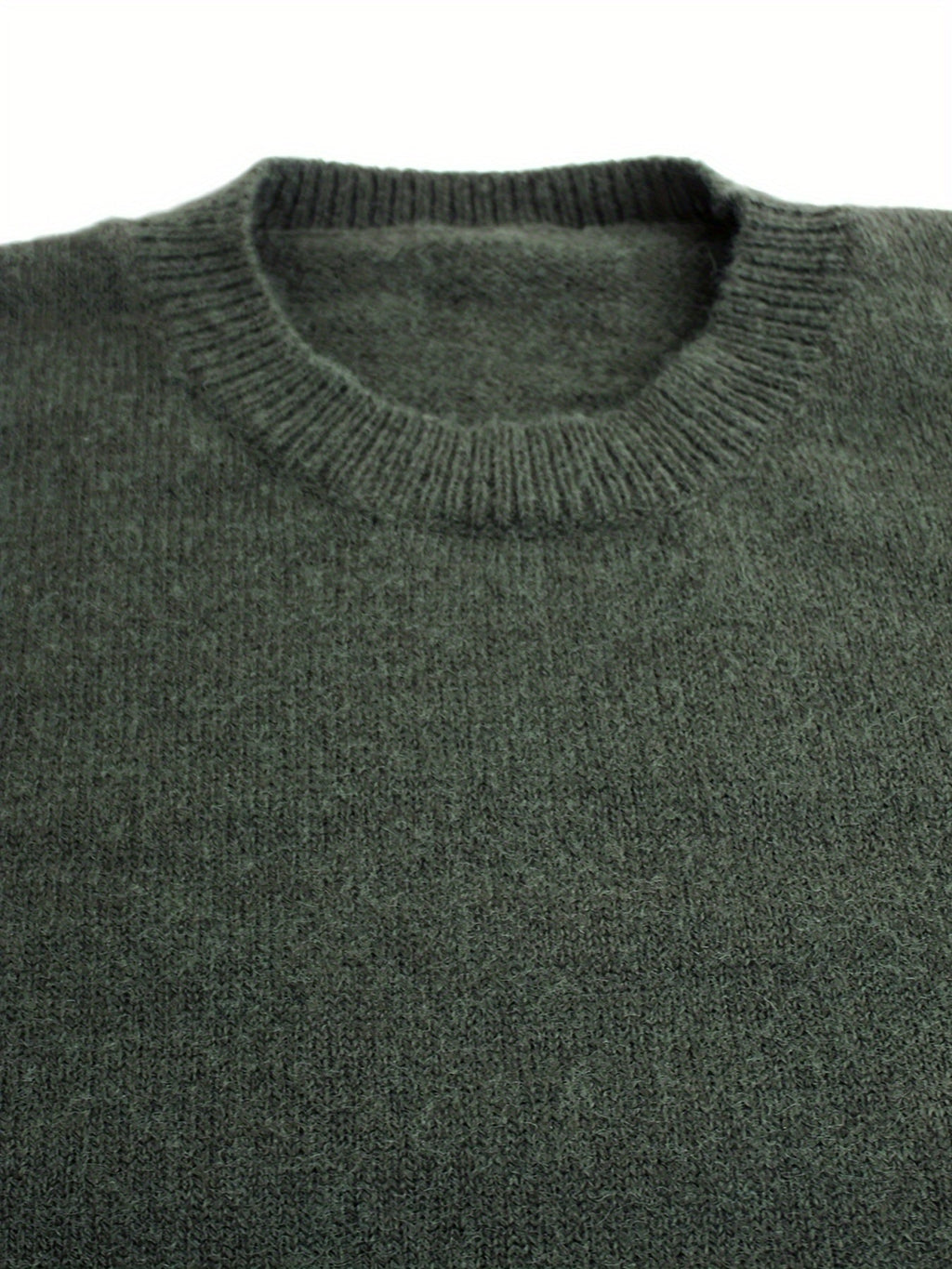 Women's Ribbed Round Neck Sweater with Striped Cuffs