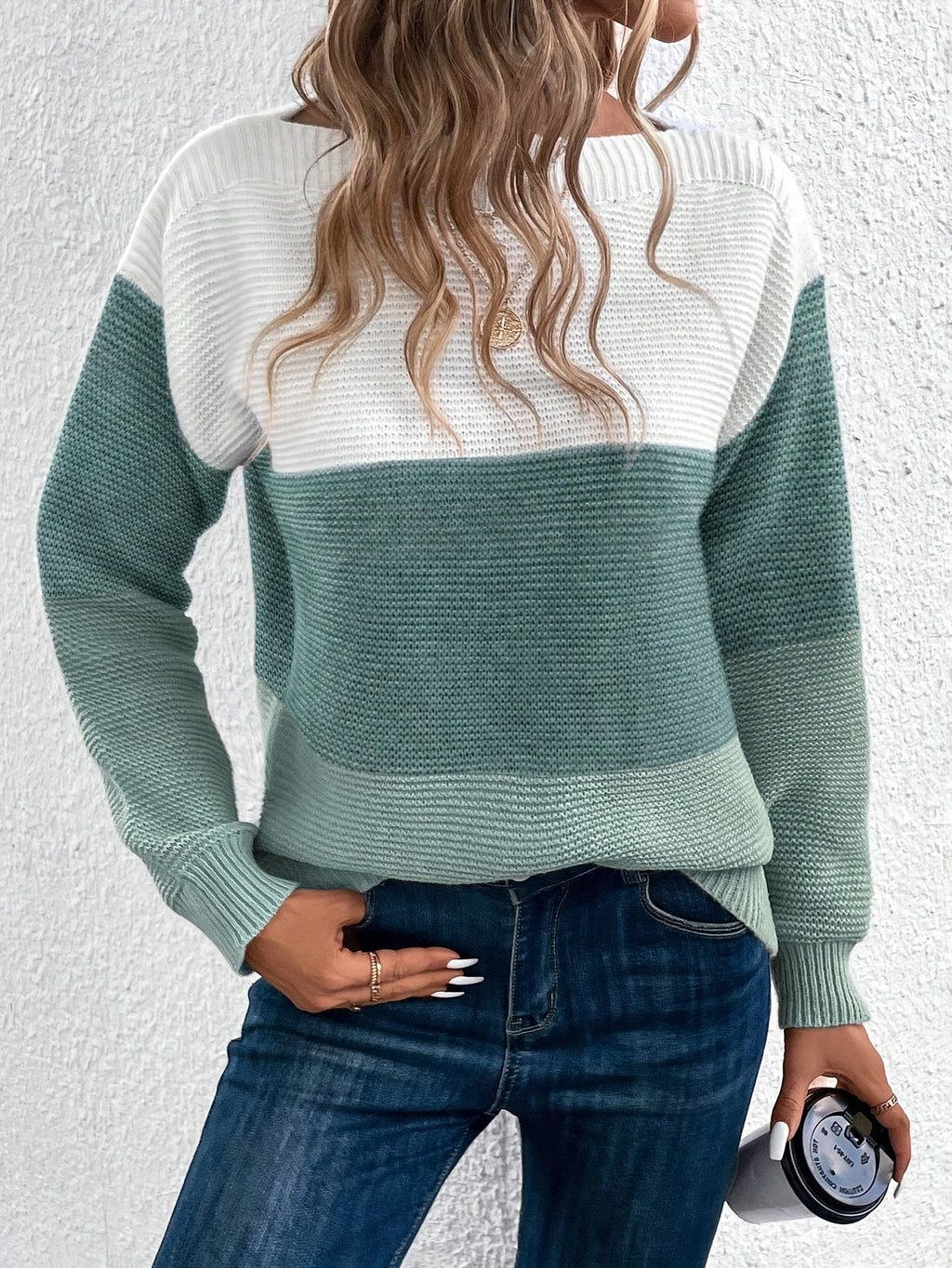 Women's Color-Blocked Drop-Shoulder Knit Sweater