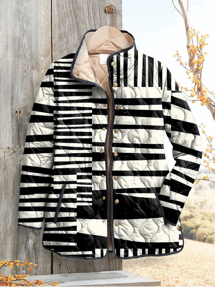 Women's Striped Quilted Puffer Jacket