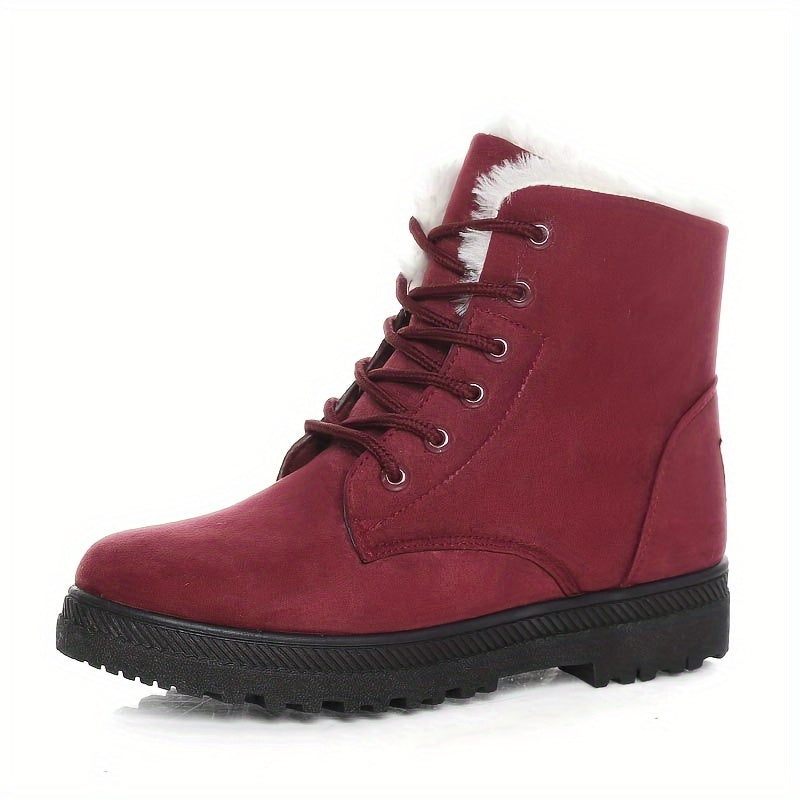 Women's Plush-Lined Lace-Up Winter Ankle Boots