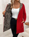 Women’s Reversible Leopard Print Zip Coat - Red