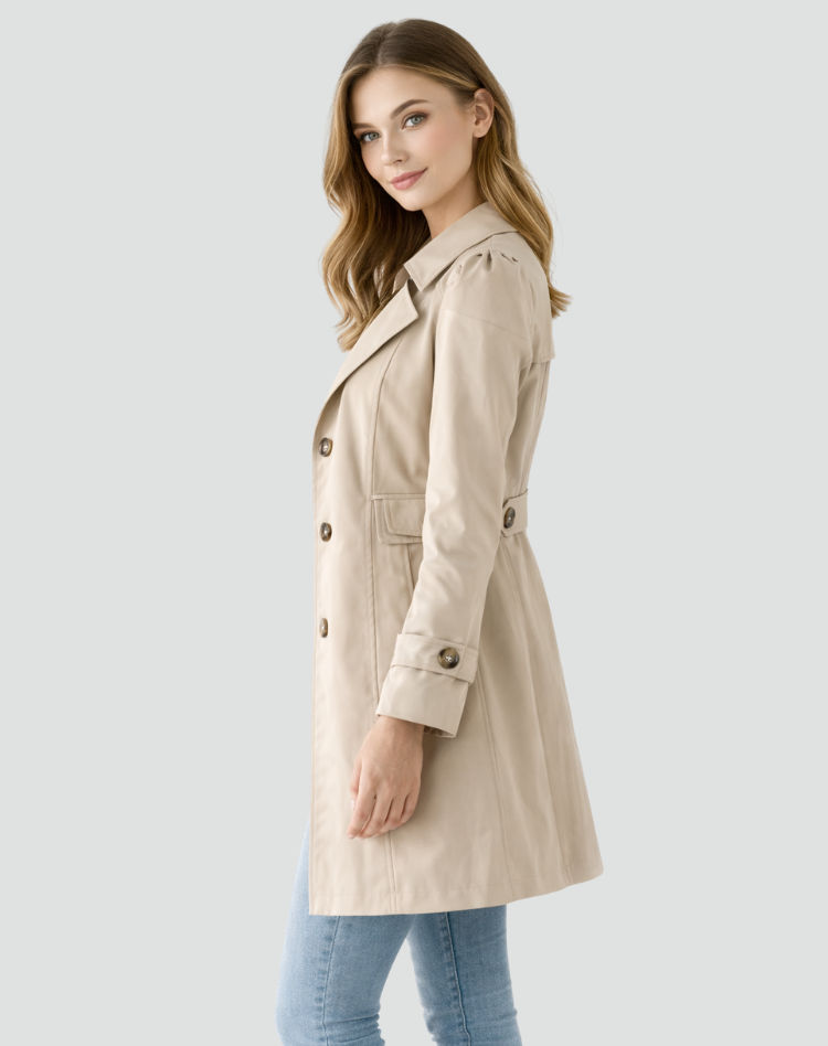 Women's Tailored Mid-Length Lapel Trench Coat