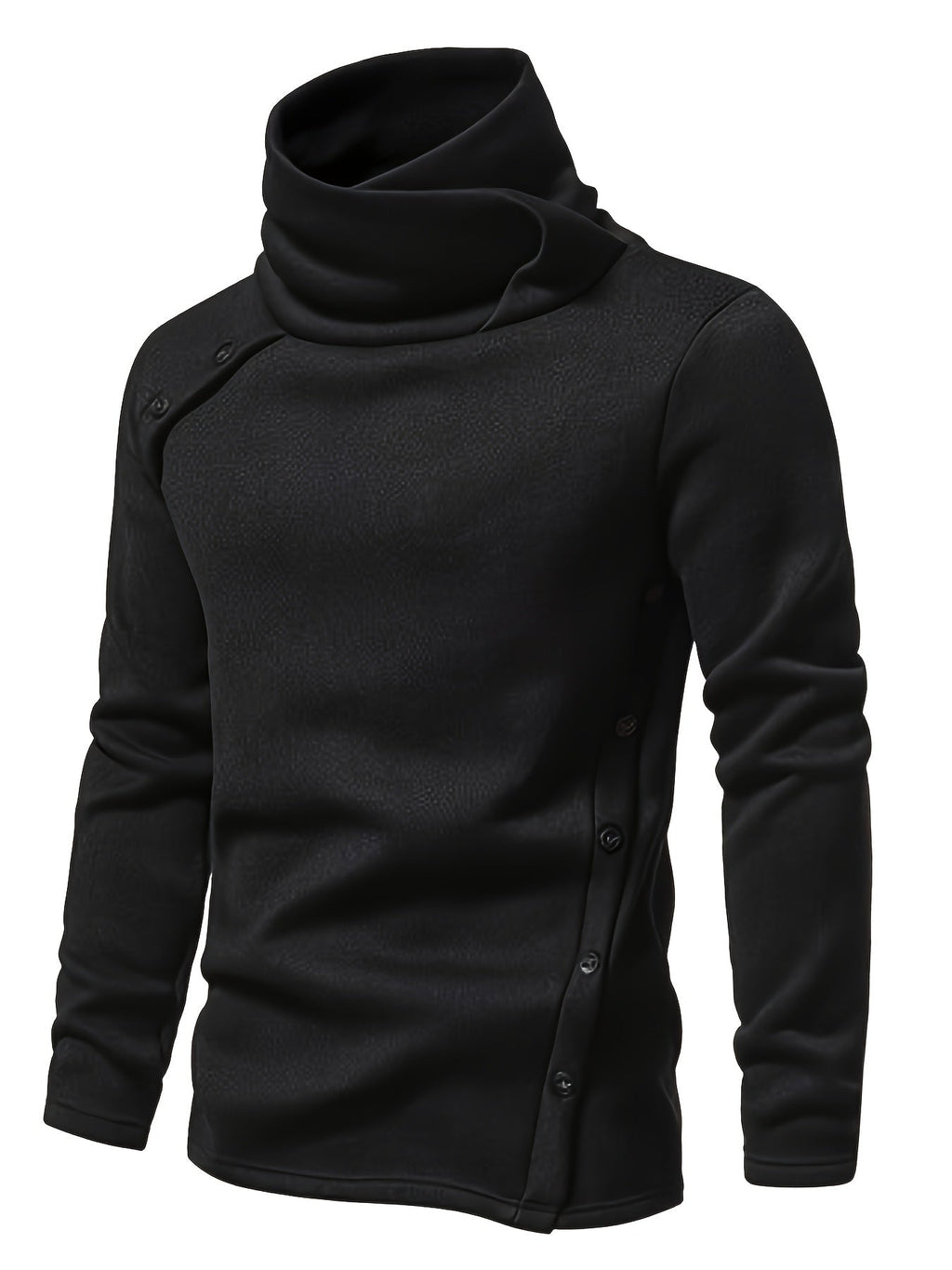 Women's Slouchy Collar Sweater with Button Accents