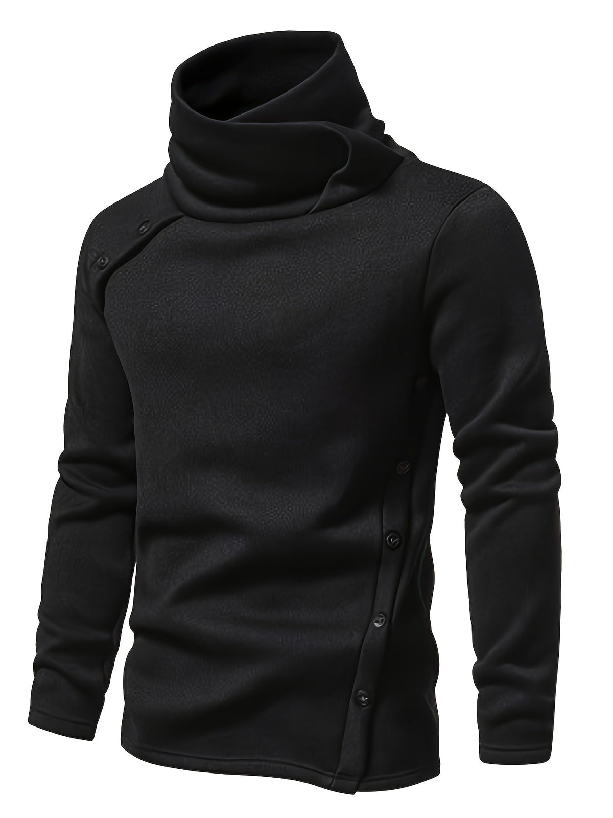 Women's Slouchy Collar Sweater with Button Accents
