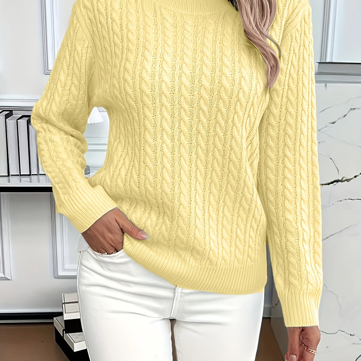 Women's Cable-Knit Relaxed Fit Sweater