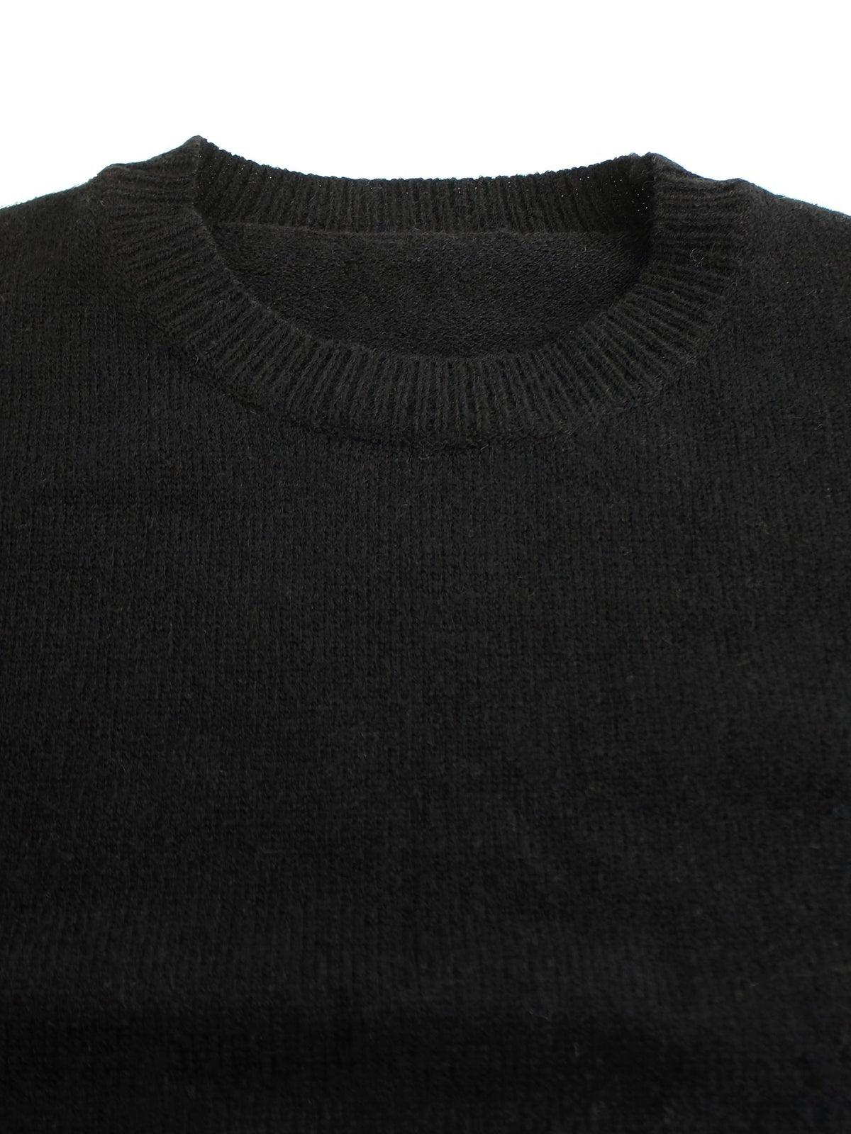 Women's Ribbed Round Neck Sweater with Striped Cuffs