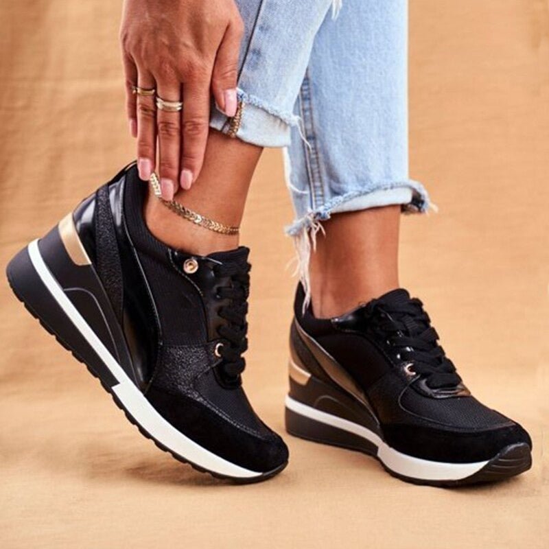 Women's Orthopedic Slip-Resistant Comfort Sneakers - Black