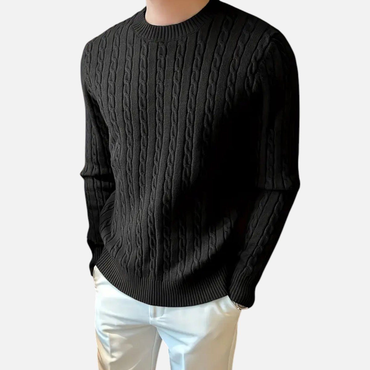 Men's Ribbed Knit Crew Sweater - Dark Green