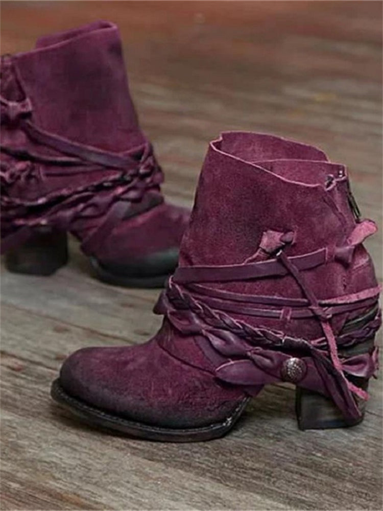 Women's Braided Lace-Up Ankle Boots