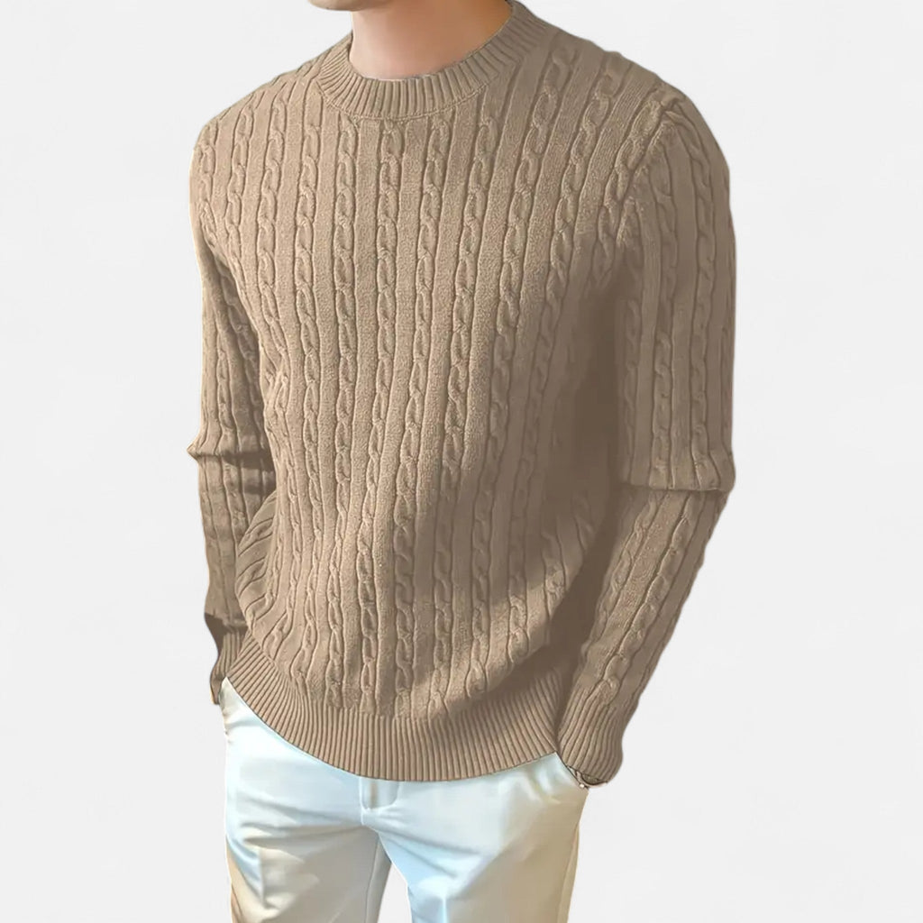 Men's Ribbed Knit Crew Sweater - Khaki
