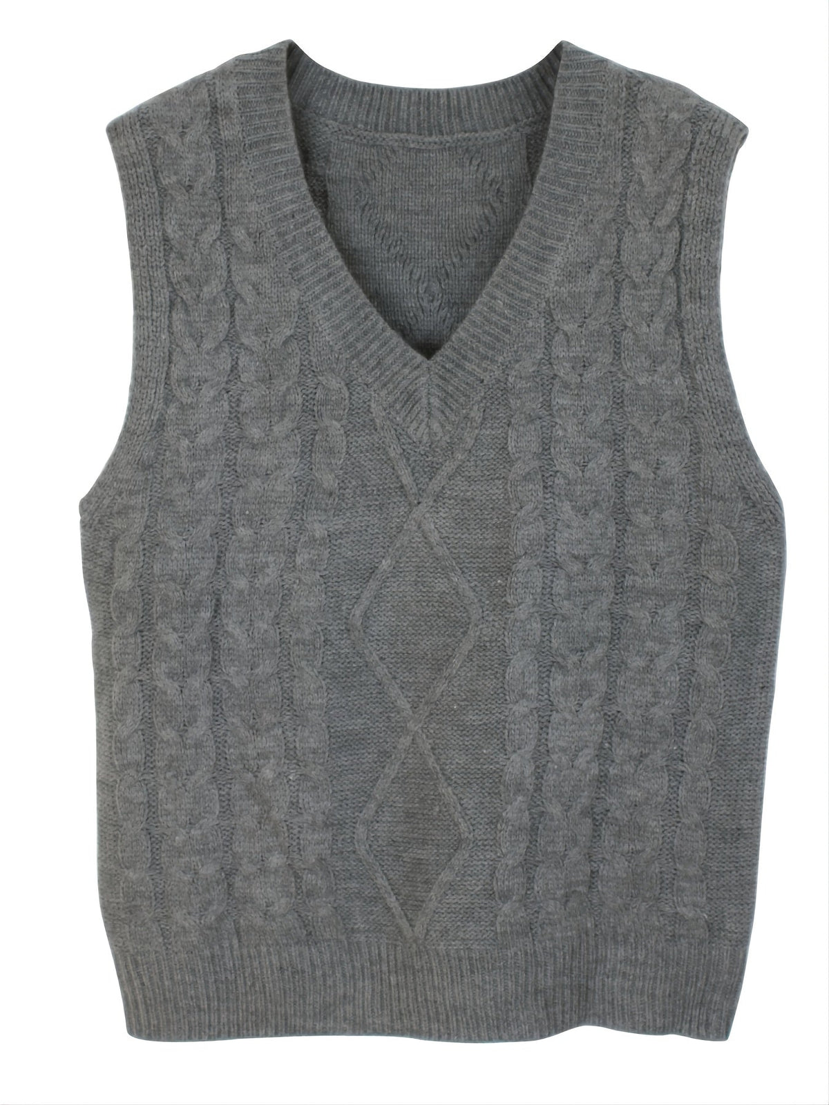 Women's Cable-Knit V-Neck Sweater Vest - Navy