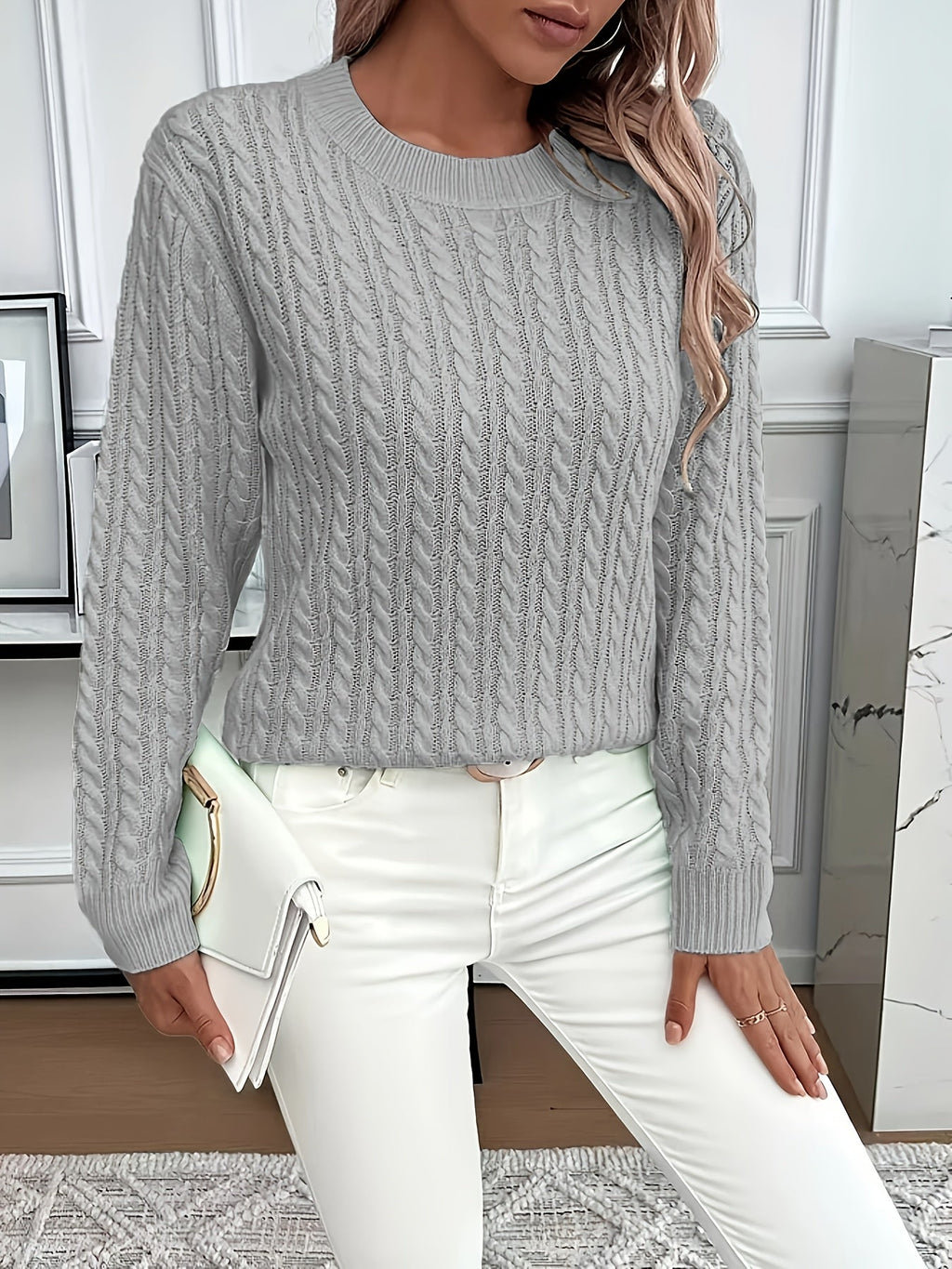 Women's Cable-Knit Relaxed Fit Sweater