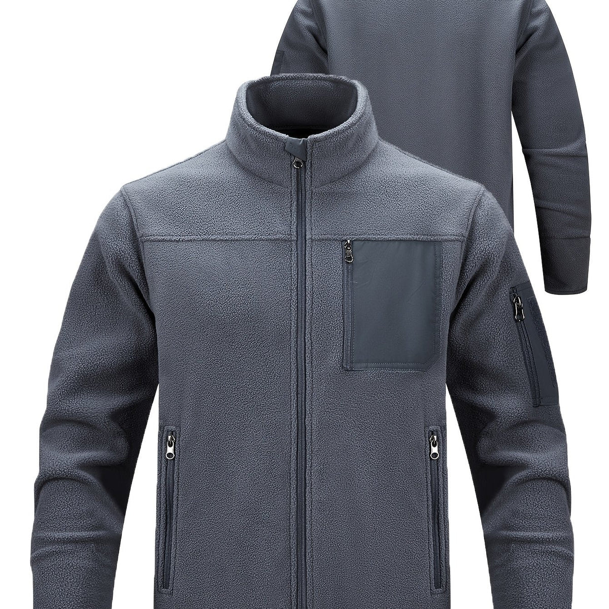 Women's Rugged Full-Zip Jacket with Stand-Up Collar - Dark Gray