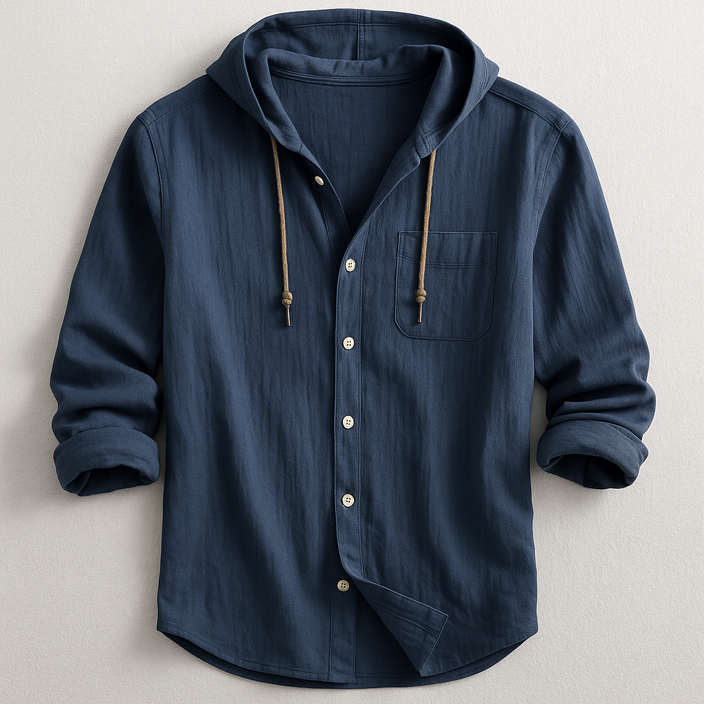 Men's Hooded Button-Front Lightweight Overshirt