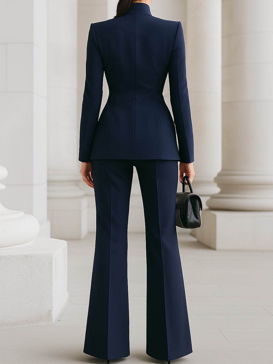 Women’s Tailored High-Collar Blazer Suit Set