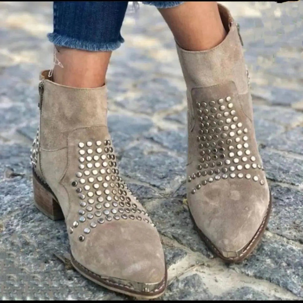 Women's Studded Suede Ankle Boots
