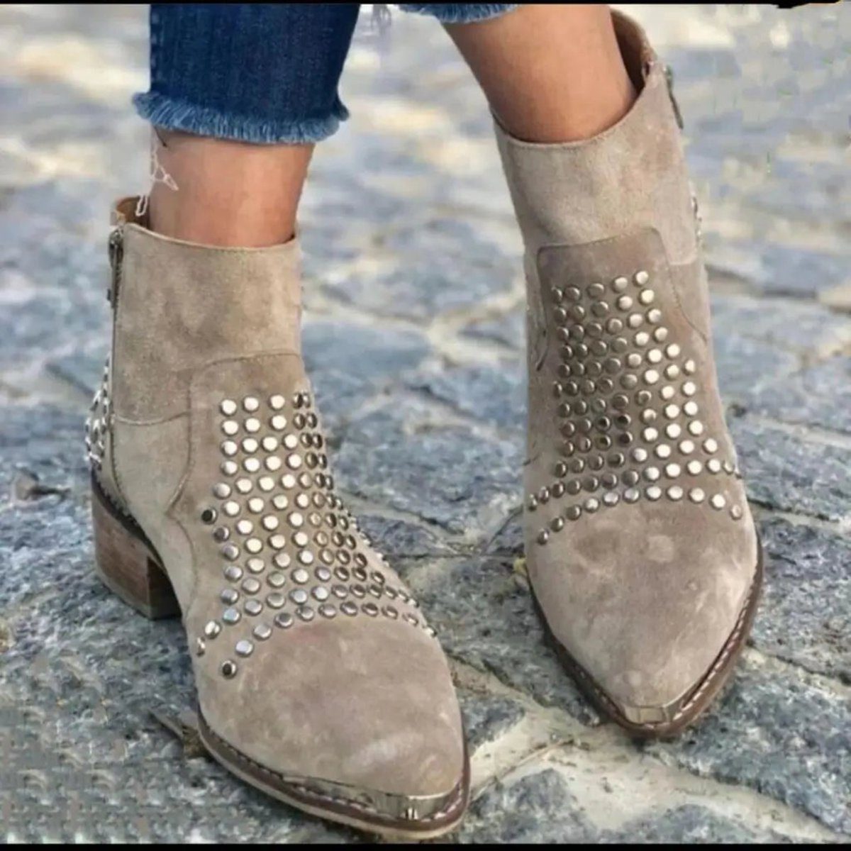 Women's Studded Suede Ankle Boots