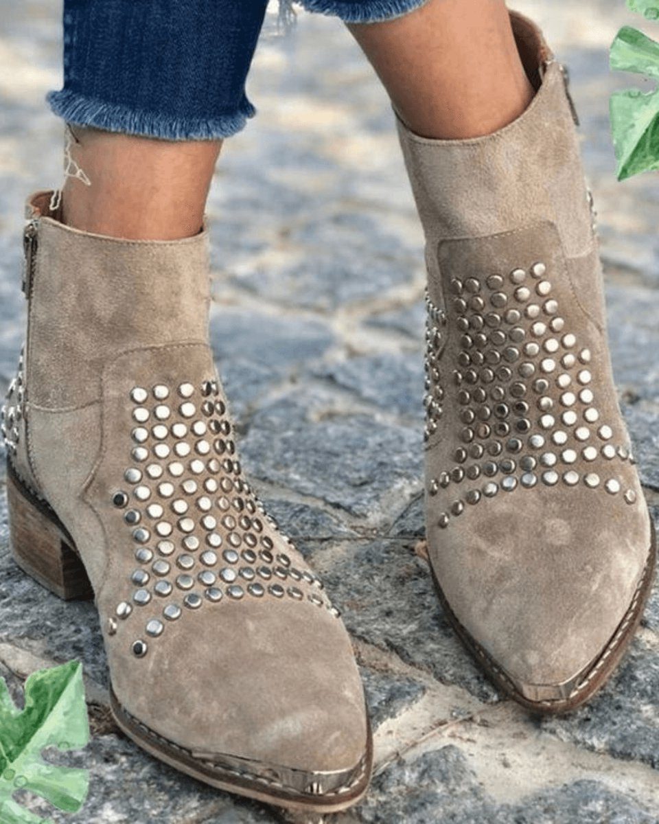 Women's Studded Suede Ankle Boots