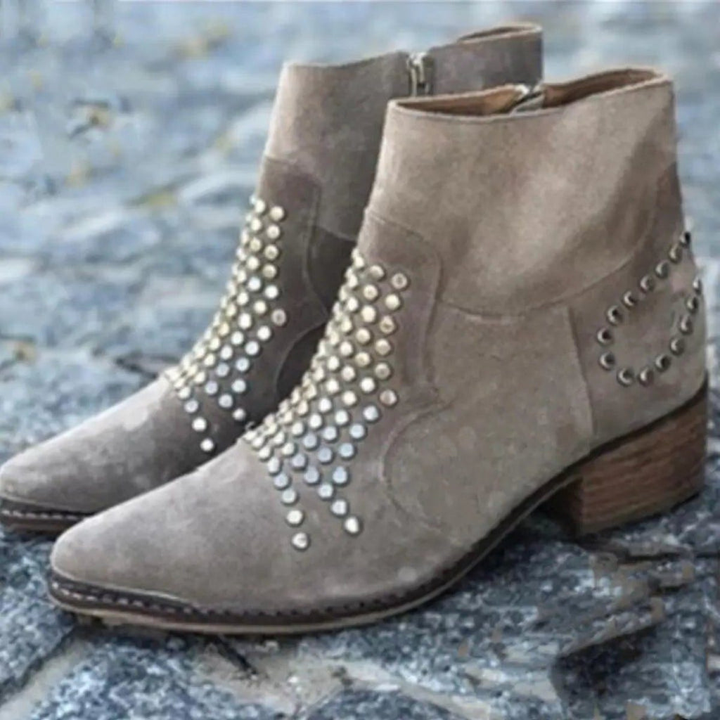 Women's Studded Suede Ankle Boots