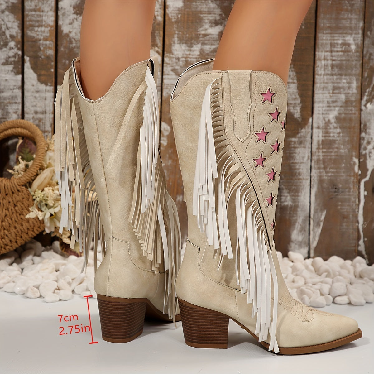 Women's Wide Calf Fringe Cowboy Boots
