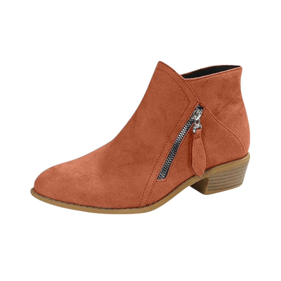 Women's Suede Look Ankle Boots with Tassel Zip
