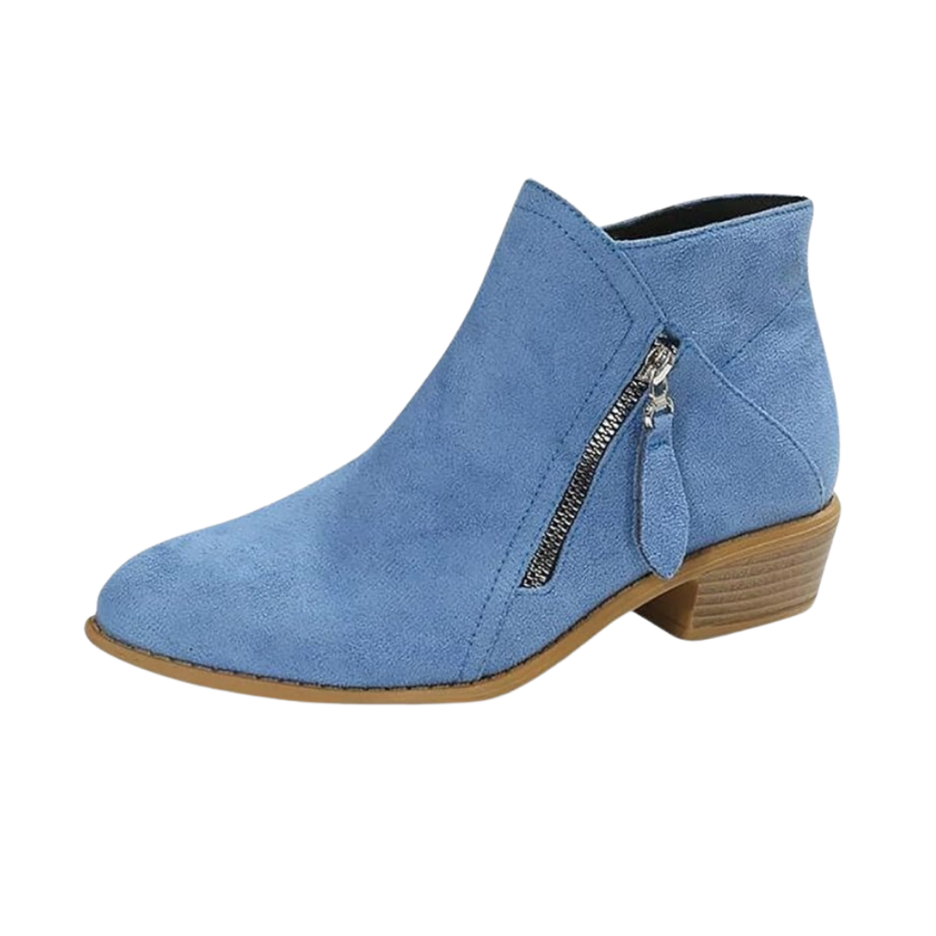 Women's Suede Look Ankle Boots with Tassel Zip