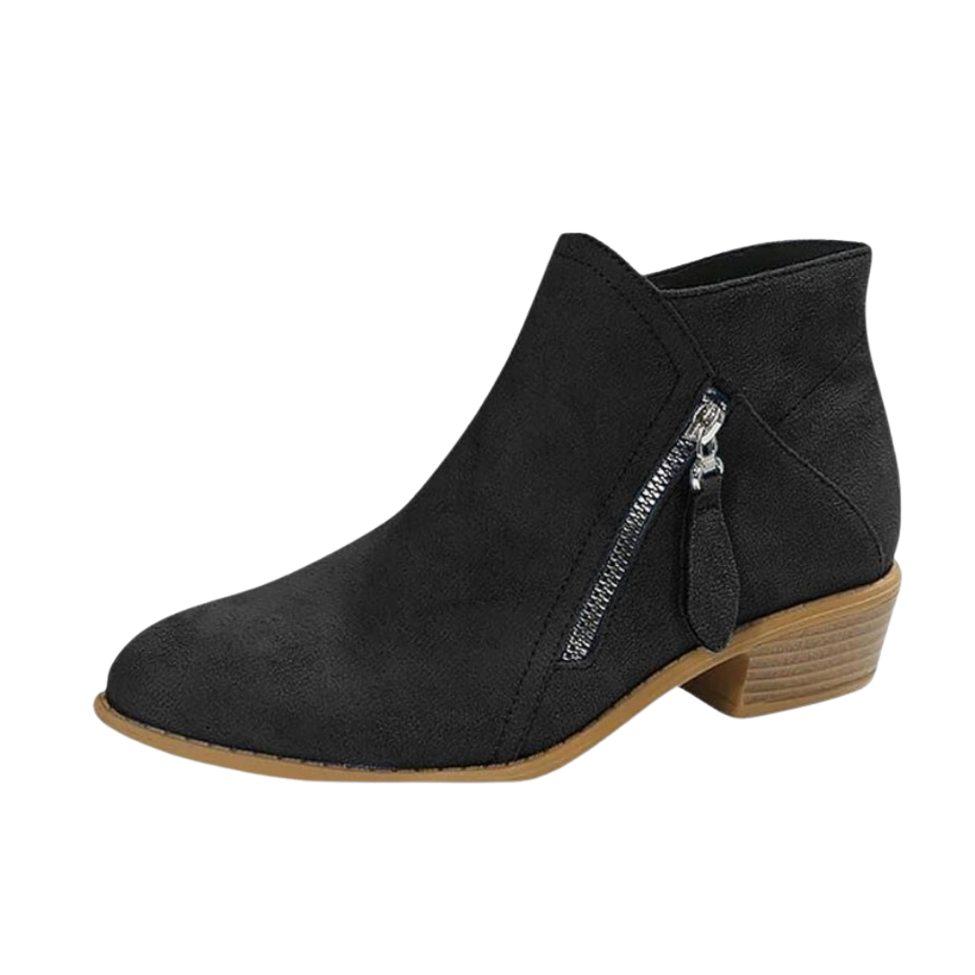 Women's Suede Look Ankle Boots with Tassel Zip