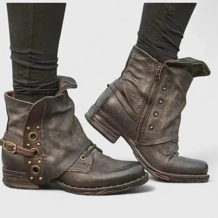Women's Distressed Buckle Ankle Boots