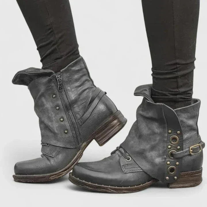 Women's Distressed Buckle Ankle Boots