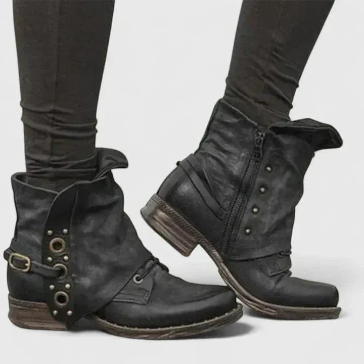 Women's Distressed Buckle Ankle Boots