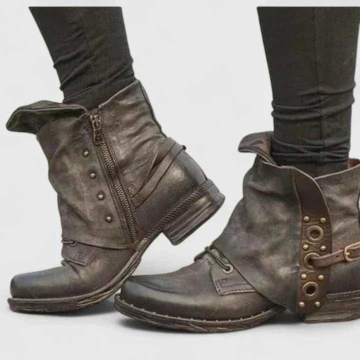 Women's Distressed Buckle Ankle Boots