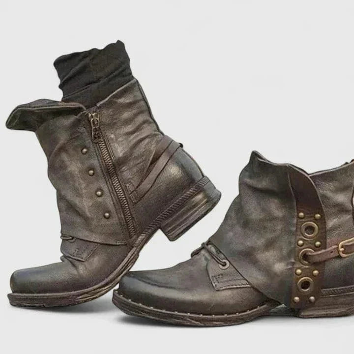 Women's Distressed Buckle Ankle Boots