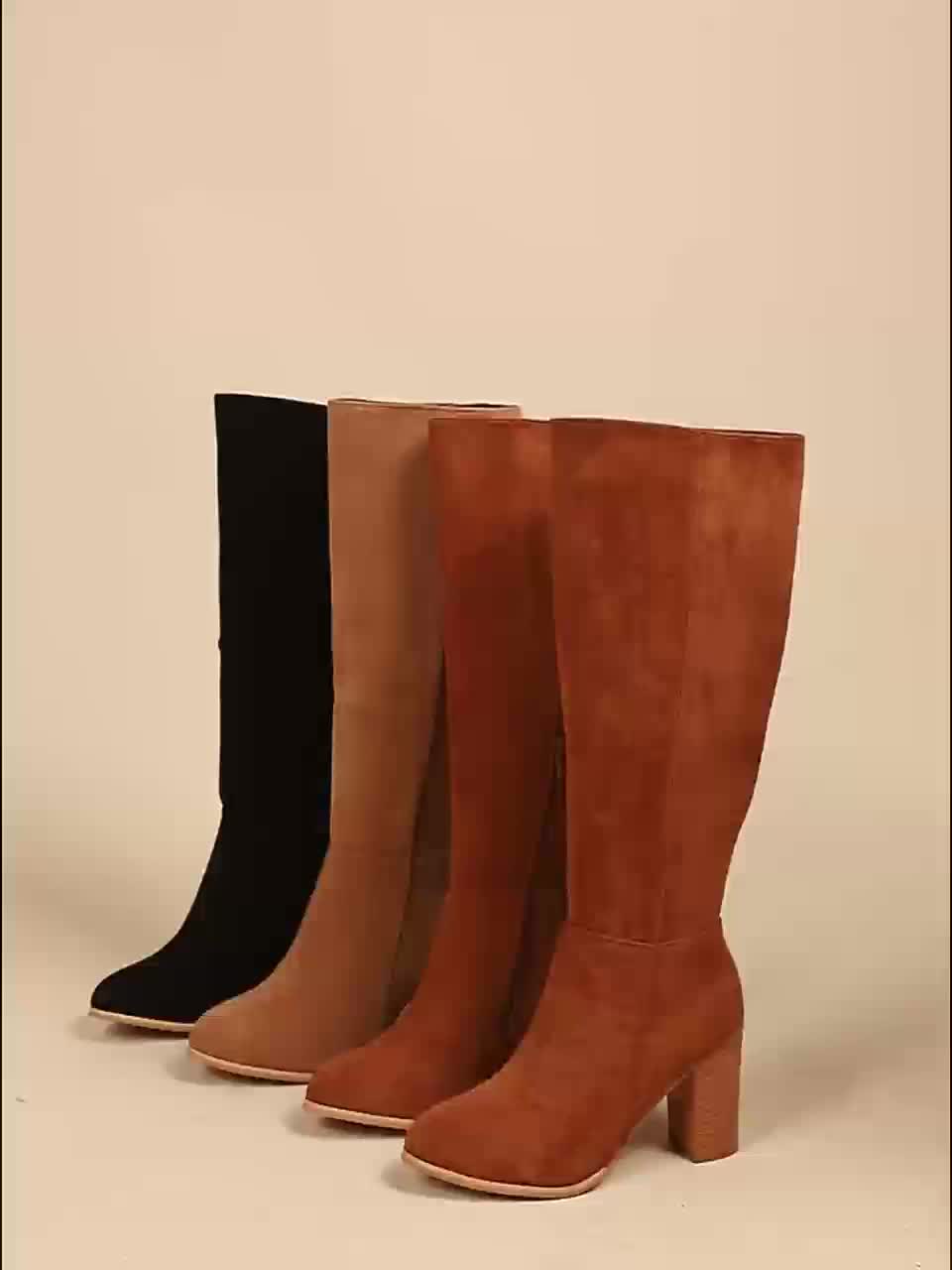 Women's Knee High Block Heel Boots