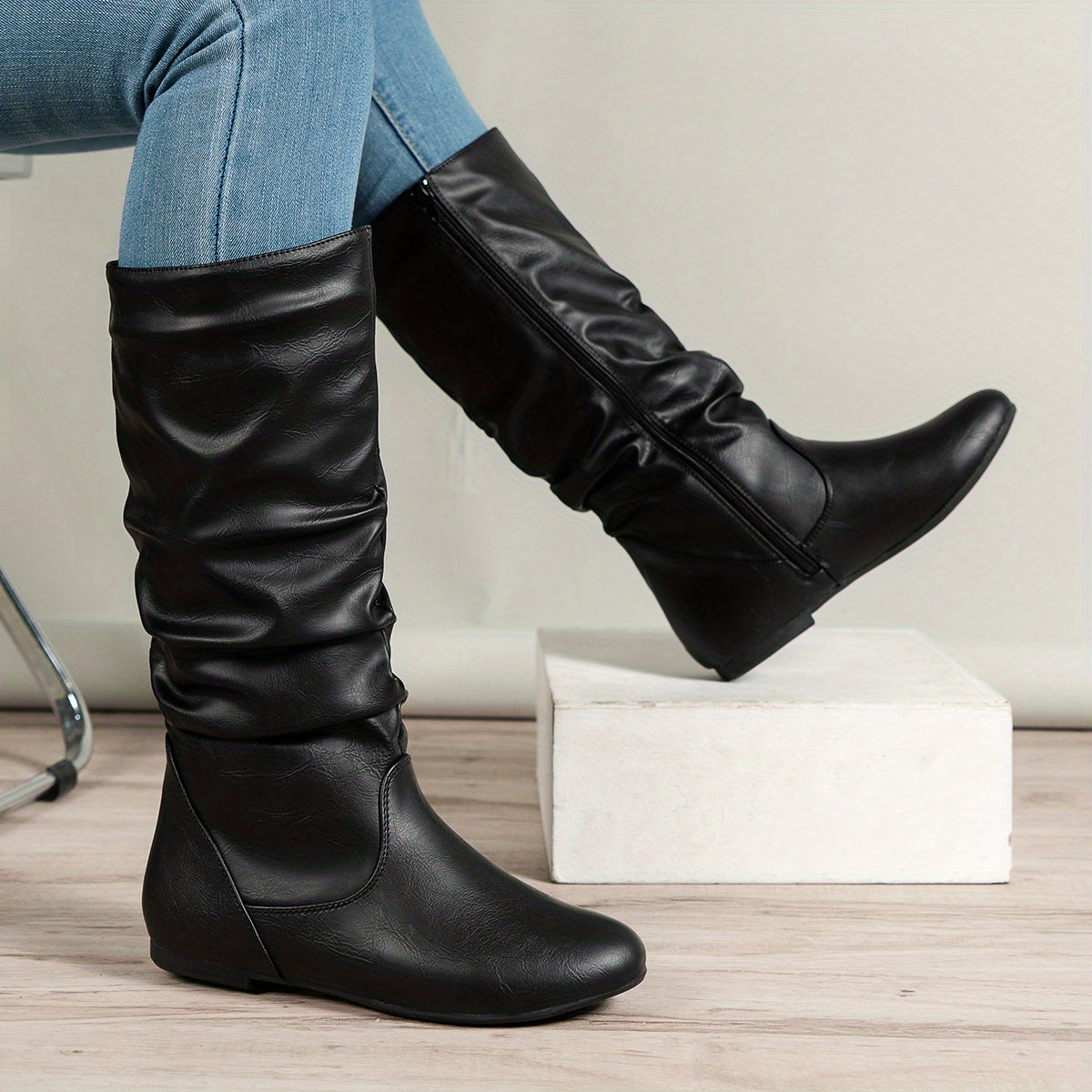 Women's Slouchy Knee-High Flat Boots