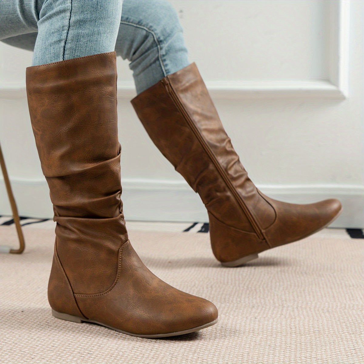 Women's Slouchy Knee-High Flat Boots